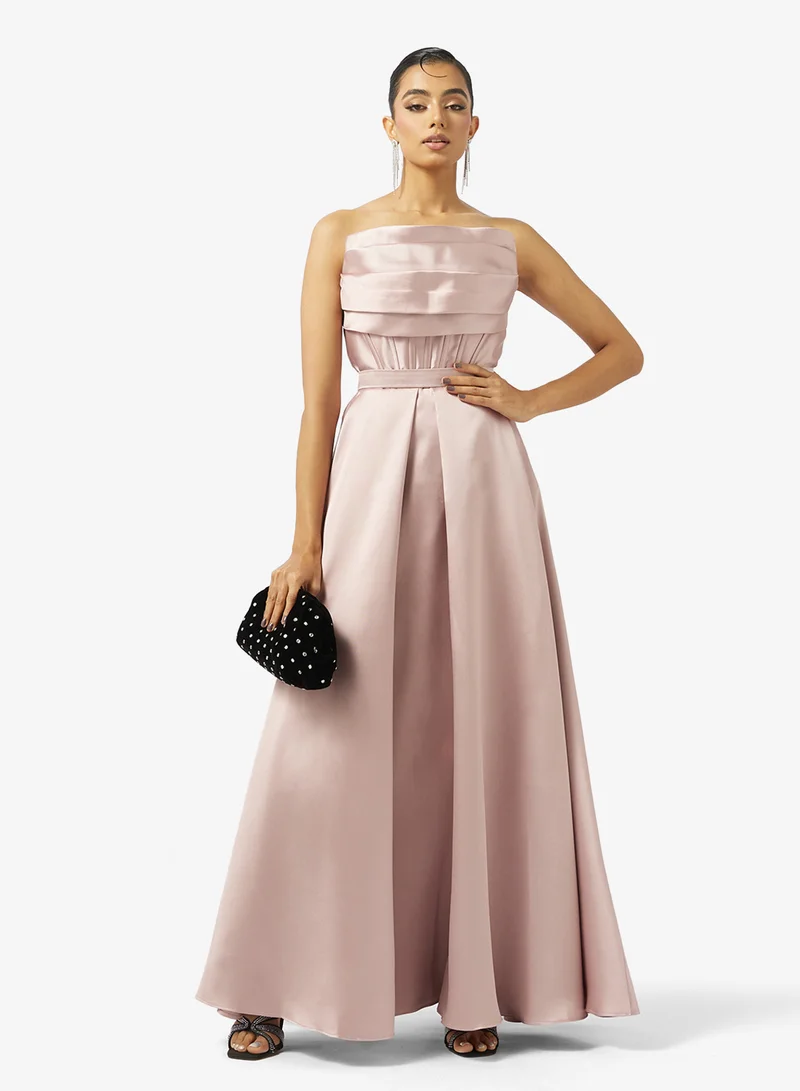 Akadia Fashion  COLD SHOULDER PLEATED BUST TAFFETA DRESS for Women | Best Price UAE